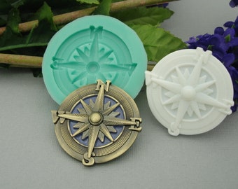 Silicone Mold Nautical Compass Jewelry Making Resin Polymer Clay.