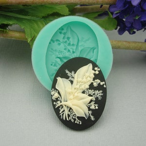 Silicone Mold   Lily of The Valley  Cameo Flexible  for Crafts, Jewelry, Resin, Scrapbooking, Polymer Clay, Push Mold