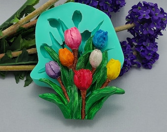 Tulip Flower Silicone Mold Fondant Mould Cake Decorating Tool for Crafts, Jewelry, Resin, Scrapbooking, Polymer Clay.