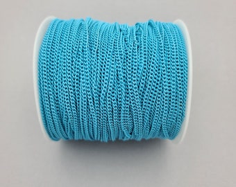 Light Blue Electroplated  Twist  Curbe Chain Colored Chain-15 ft.