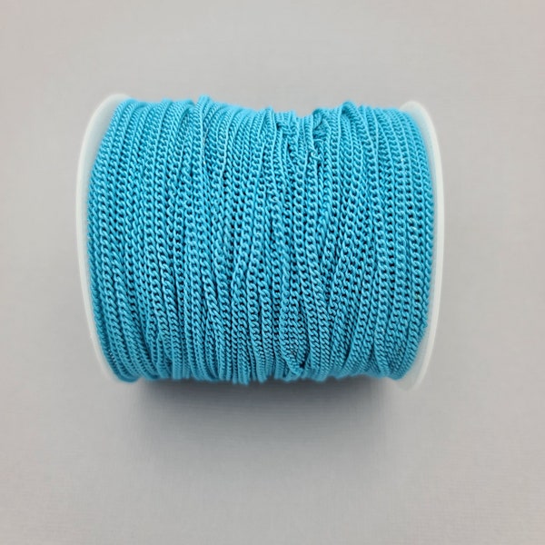 Light Blue Electroplated  Twist  Curbe Chain Colored Chain-15 ft.