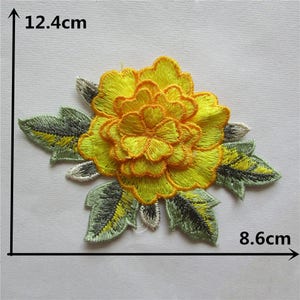 Yellow Rose Flower  Applique Embroidery Sewing on Patches Sewing 3-D.