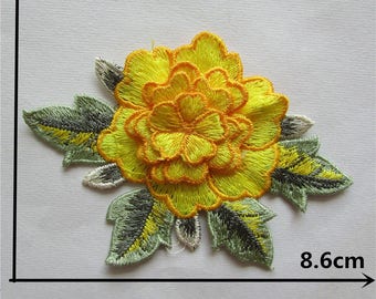 Yellow Rose Flower  Applique Embroidery Sewing on Patches Sewing 3-D.