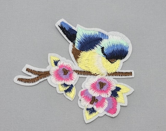 Parche termoadhesivo de pájaro, parche de verano, insignia de pájaro, aplique bordado, parche de pájaro para coser, regalo de pájaro.