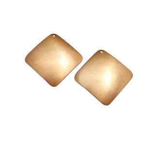 Raw Brass Stamping Geometrical  Dapped Square Pendant  1 Hole.