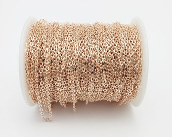 15ft Spool-Rose Gold Flat Oval Cross Cable Chain-2x2.5mm.