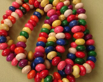 2strands-Turquoise Howlite Rondelle Beads Flat Round Mixed Color 6x4mm.