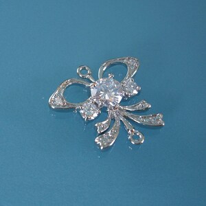 2 piezas: conector colgante de circonita cúbica transparente de latón chapado en rodio victoriano, suministro para fabricación de joyas.
