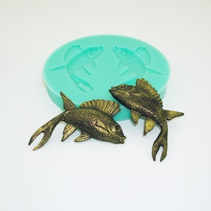 Silicone Mold  Fish Pair Jewelry Making Resin Polymer Clay.