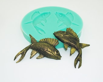 Silicone Mold  Fish Pair Jewelry Making Resin Polymer Clay.
