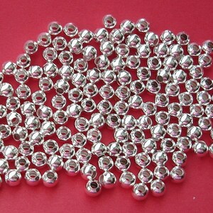 Spacer Beads, Round, Bright Silver -250pcs.