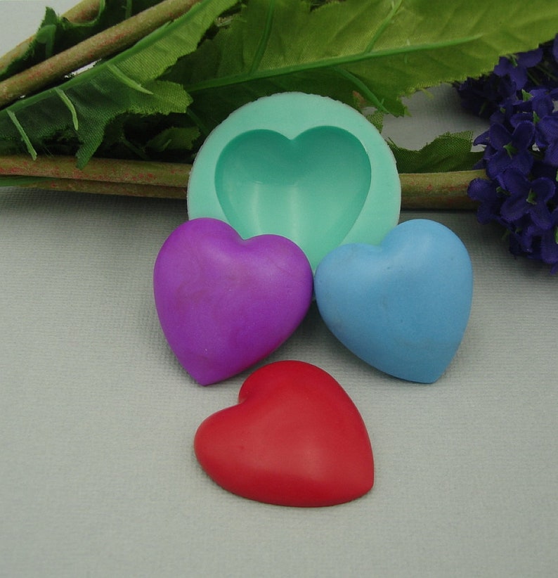 Silicone Mold Heart Cabochon Stone Jewelry Making Resin Polymer Clay. image 1