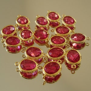 2pcs- Framed  Imitation Zircon Faceted Oval Connector Pendant Charm