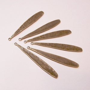 Antiqued Brass Drop Paddle Charm 42x6mm-10pcs.