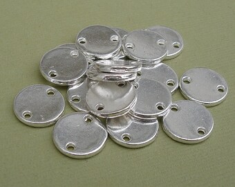 25pcs- Connector Coin Disk  Silver Plated 12mm diam  1.6mm thick.