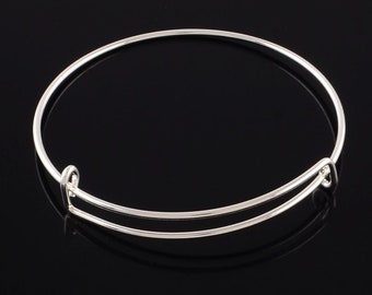 5pcs-Silver Plated Charm Bracelet Bangle Adjustable Size Bracelet.
