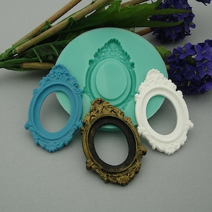 Silicone Mold   Cabochon Cameo Setting Frame Jewelry Making Resin Polymer Clay.