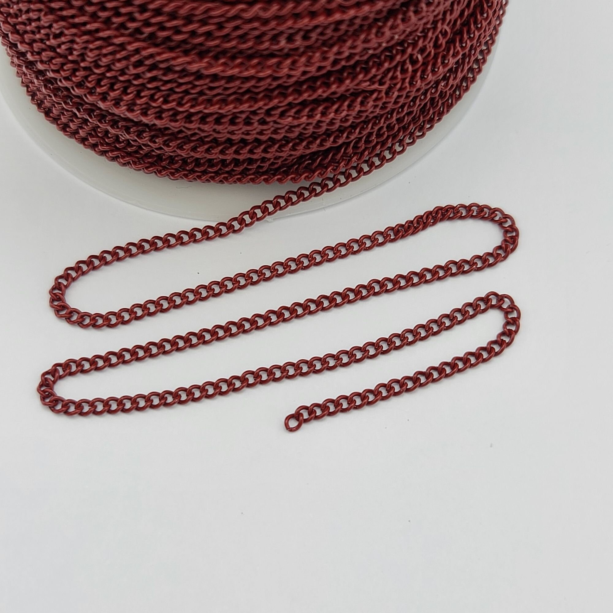 Dark Red Electroplated Twist Curb Chain Colored Chain-15 Ft. - Etsy