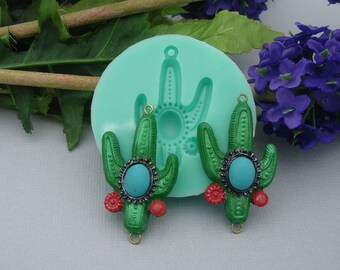 Silicone Mold  Cactus Connector Jewelry Making Resin Polymer Clay.