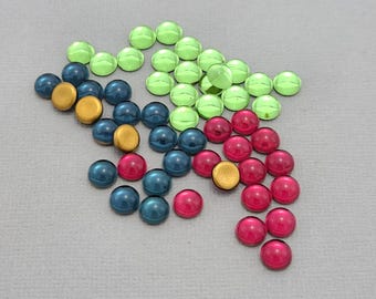10pcs-Glass Cabochon Round Gold Foiled  Czech Glass, 7mm.