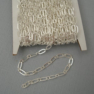 15 ft Spool of Silver Brass Long and Short Chain 4.5X2mm - Soldered Links