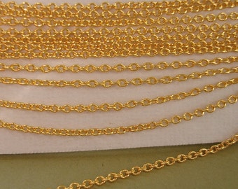 32ft Gold Plated  Brass Round Cable Chain-2x1.5x0.3mm.