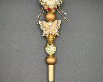 Bolígrafo SP con cuentas blancas y oro rosa