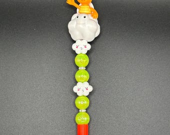 Bolígrafo de cuentas naranja y verde Lakitu