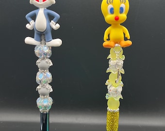 Bugs Bunny and Tweety Bird Beaded Themed Pens