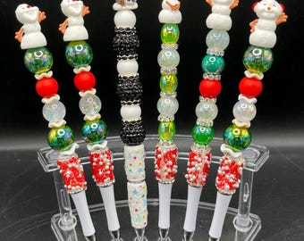 Christmas Themed Beaded Pens