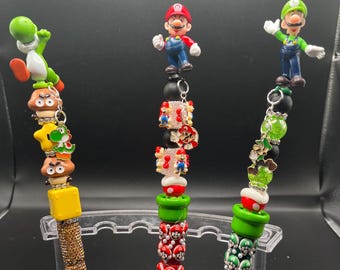Penne a tema Mario Brothers decorate con perline