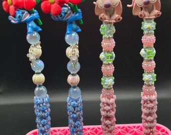 Bolígrafos con cuentas de Stitch y Angel