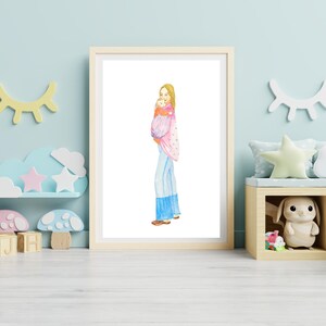 Gifts for mom, gifts for her, art for her, Mom and Daughter Watercolor illustration, Custom Portrait, Watercolor Portrait, Stylish mom