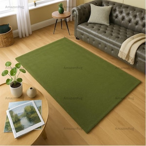Solid Olive Green Area Rug for Living Room – Modern Minimalist Carpet, Soft & Durable, Perfect for Home Decor – Rectangle Floor Rug