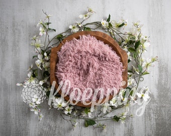 Dogwood spring bowl with fluff digital newborn backdrop