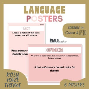 Language Anchor Charts | Fact, Opinion, Bias, Subjective & Objective Language Posters | Persuasive Writing | Reading Comprehension