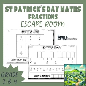 Fractions - Equivalent, Improper & Mixed Numerals St Patrick’s Day Escape Room