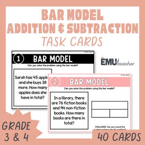 Textprobleme zur Ergänzung und Substrahierung: Bar-Modell Aufgabenkarten (Digitaler Download)