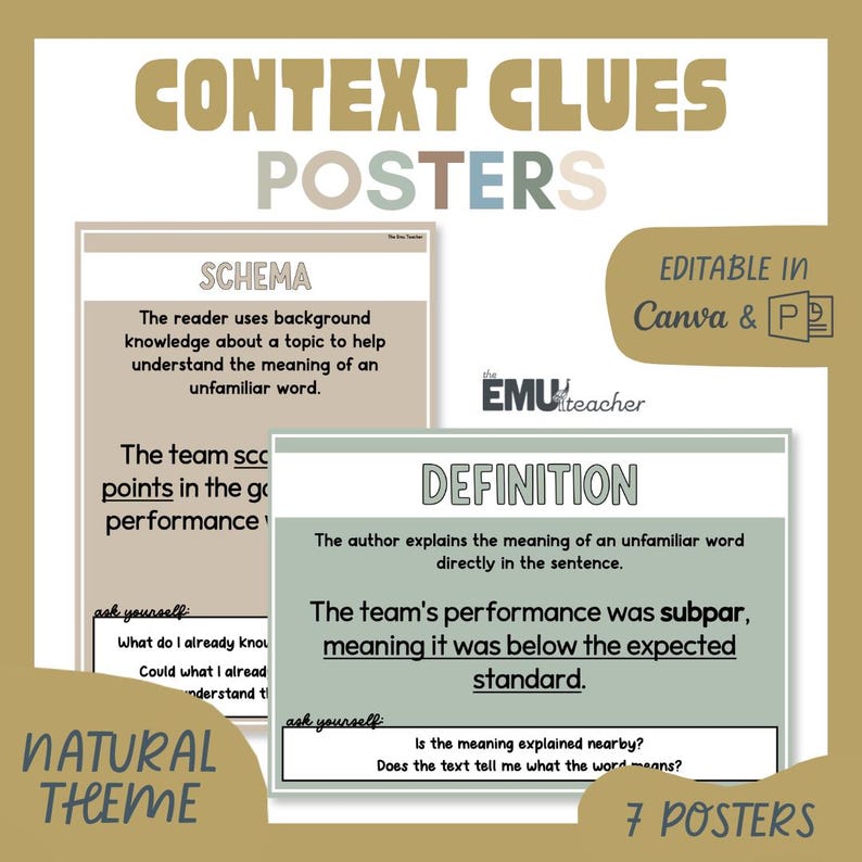Context Clues Posters Natural Vocabulary in Context - Etsy