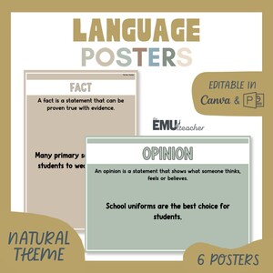Language Anchor Charts | Fact, Opinion, Bias, Subjective & Objective Language Posters | Persuasive Writing | Reading Comprehension