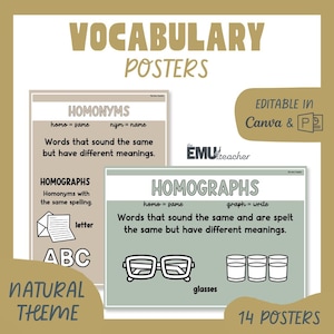 Vocabulary Posters Word Associations & Types Deepen Language Understanding