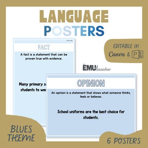 Language Anchor Charts | Fact, Opinion, Bias, Subjective & Objective Language Posters | Persuasive Writing | Reading Comprehension
