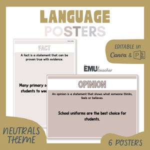 Language Anchor Charts | Fact, Opinion, Bias, Subjective & Objective Language Posters | Persuasive Writing | Reading Comprehension