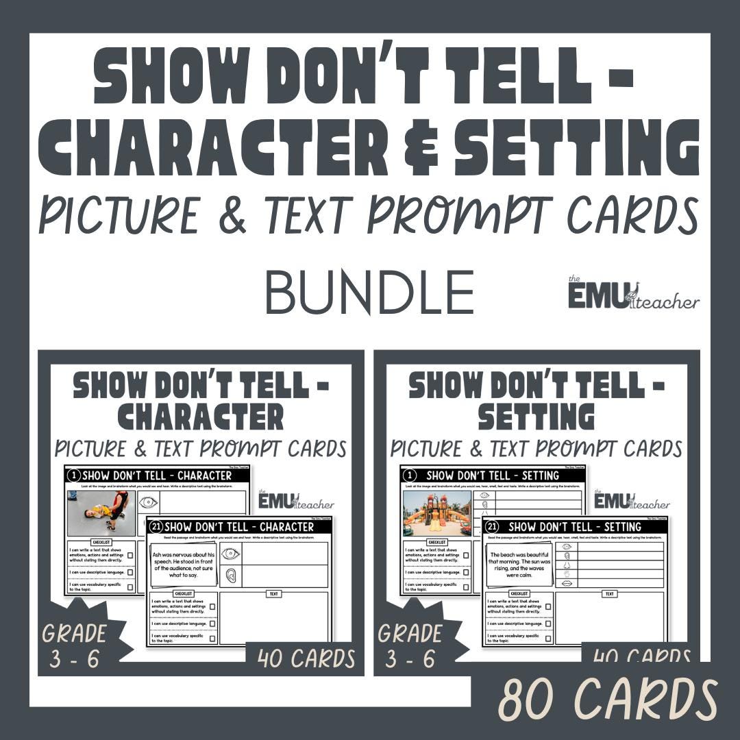 Descriptive Story Writing Show Don’t Tell Picture & Text Prompts Bundle ...