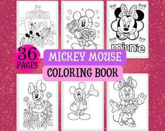 Livro de colorir do Mickey Mouse – 36 páginas | Download digital em PDF | Desenhos para colorir para crianças