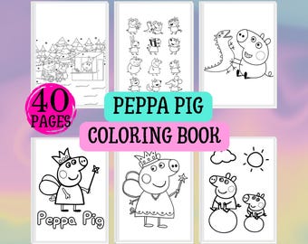 Livro de colorir da Peppa Pig para crianças – 40 páginas divertidas para imprimir | Download digital em PDF | Livro de atividades para crianças pequenas | Download instantâneo