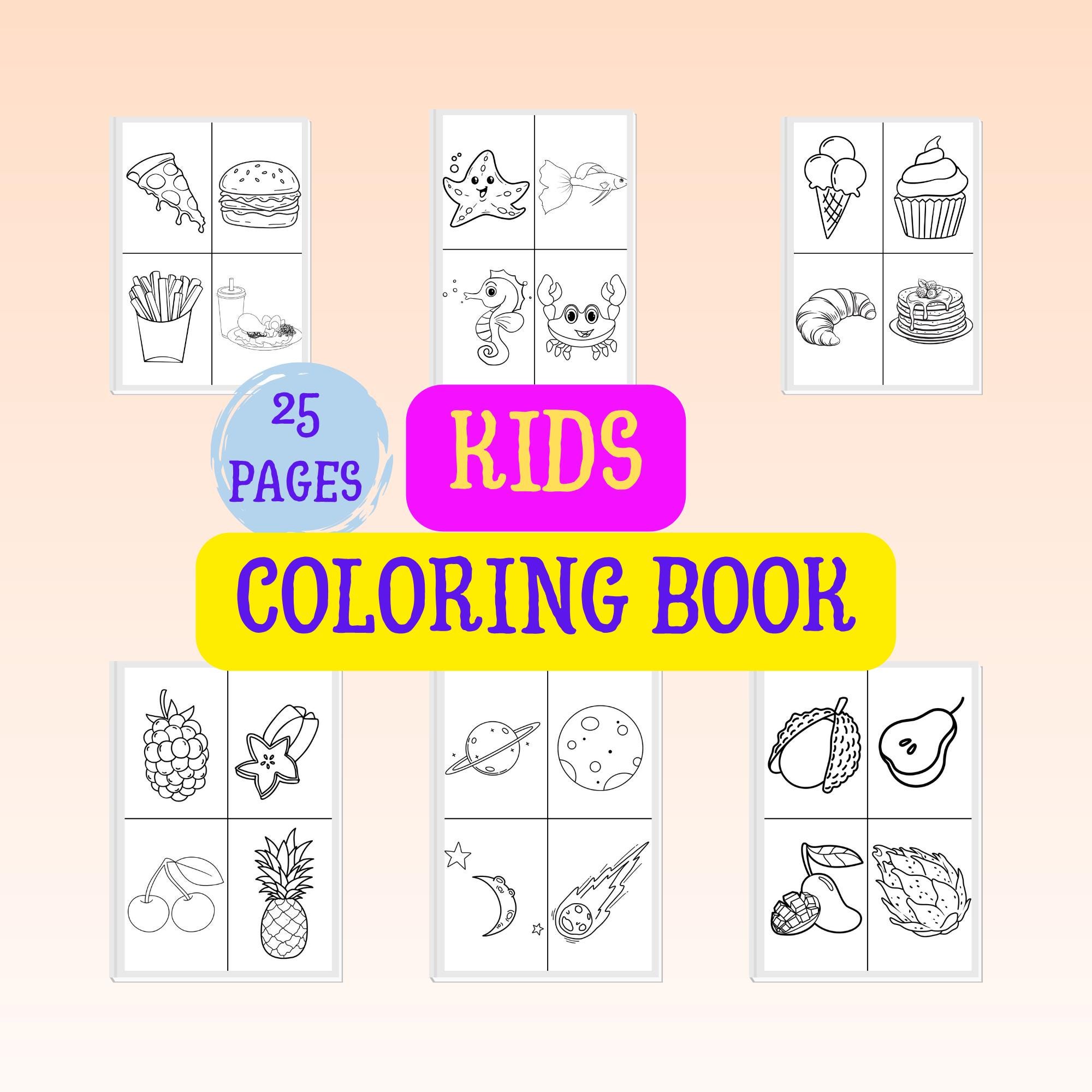 Kids Coloring Book | 6 Printable Pages Animal , Fun Printable Activity Book for Children | PDF Download Animal Coloring Book Gift for Kids