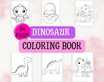 Dinosaur Coloring Book for Kids | 54 Page Printable Activity (PDF)