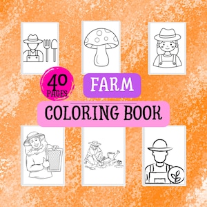 Libro para colorear de 40 páginas con temática de granja para niños / PDF imprimible / Divertido tema de animales de granja / Actividad preescolar / Páginas para colorear para niños pequeños
