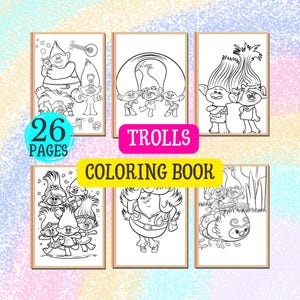 Trolls Coloring Book for Kids | 26 Fun Pages | Printable Digital Download | Creative Activity for Children